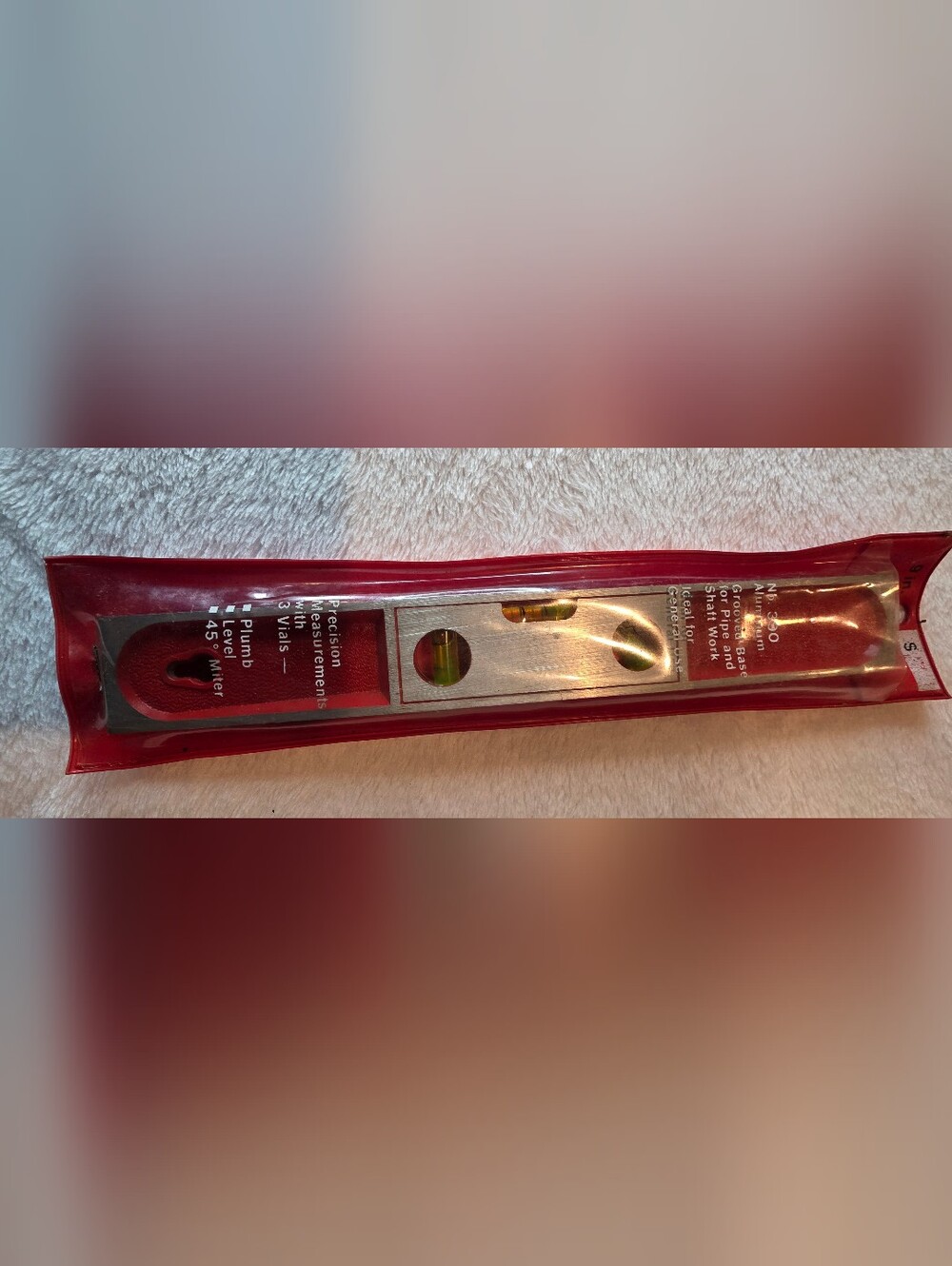 RIDGID No. 390 9-inch precision torpedo level. Aluminum construction with 3 vial